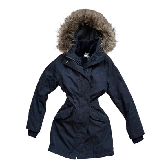 Abercrombie & Fitch Jackets & Blazers - A&F Ultra Parka navy winter coat extra small faux-fur hood clinched waist 3-way